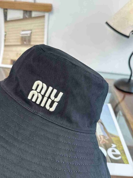 Miu Miu Cotton Sun Hat with Red Drawstring Detail main image 6